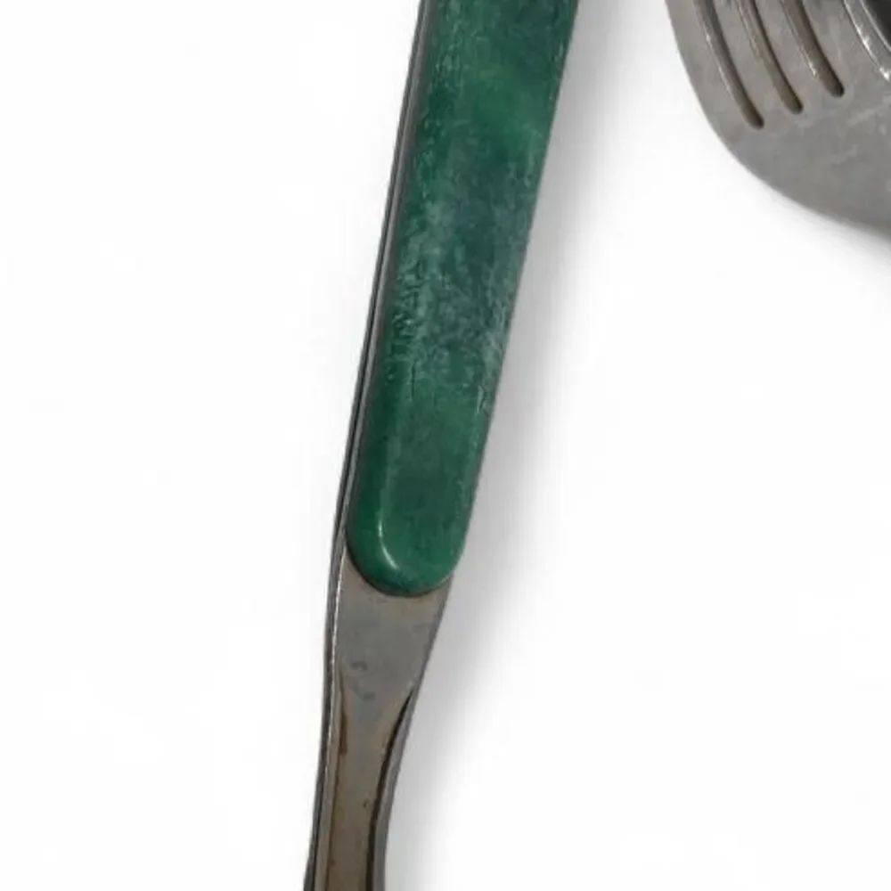 Vintage Retro Green Marbled Handle Flatware Set 8 Pc. Full Tang Stainless Steel